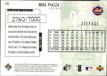 1998 SPx Finite #230 Mike Piazza Back