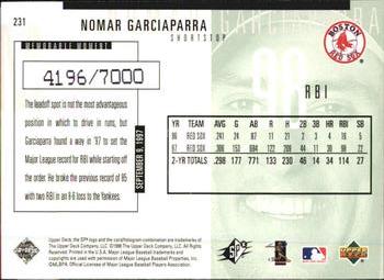 1998 SPx Finite #231 Nomar Garciaparra Back