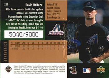 1998 SPx Finite #247 David Dellucci Back