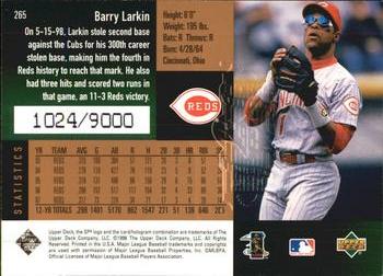 1998 SPx Finite #265 Barry Larkin Back