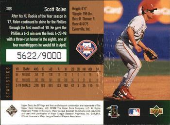 1998 SPx Finite #308 Scott Rolen Back