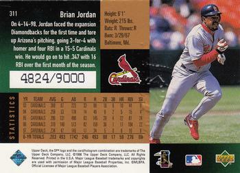 1998 SPx Finite #311 Brian Jordan Back
