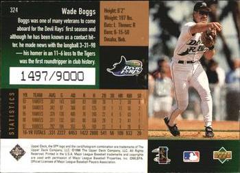 1998 SPx Finite #324 Wade Boggs Back