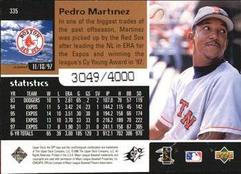 1998 SPx Finite #335 Pedro Martinez Back