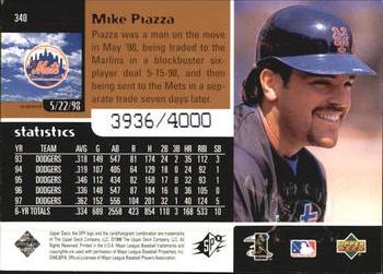 1998 SPx Finite #340 Mike Piazza Back