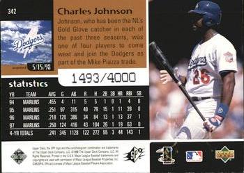 1998 SPx Finite #342 Charles Johnson Back