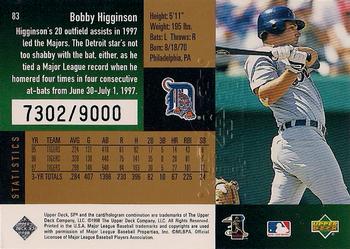 1998 SPx Finite #83 Bobby Higginson Back