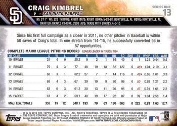 2016 Topps - Black & White Negatives #13 Craig Kimbrel Back