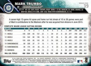 2016 Topps - Black & White Negatives #39 Mark Trumbo Back