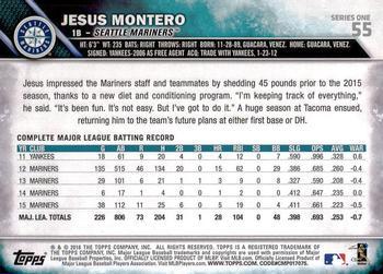2016 Topps - Black & White Negatives #55 Jesus Montero Back