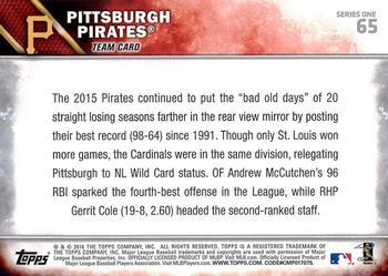 2016 Topps - Black & White Negatives #65 Pittsburgh Pirates Back