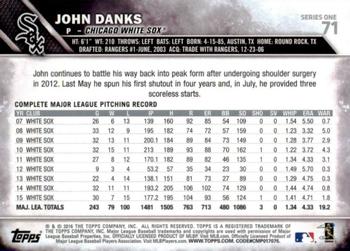 2016 Topps - Black & White Negatives #71 John Danks Back