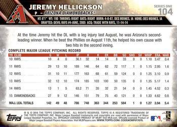 2016 Topps - Black & White Negatives #104 Jeremy Hellickson Back