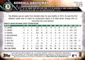 2016 Topps - Black & White Negatives #129 Kendall Graveman Back