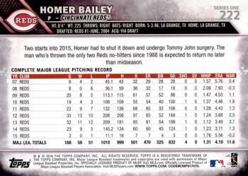 2016 Topps - Black & White Negatives #222 Homer Bailey Back