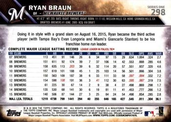 2016 Topps - Black & White Negatives #298 Ryan Braun Back