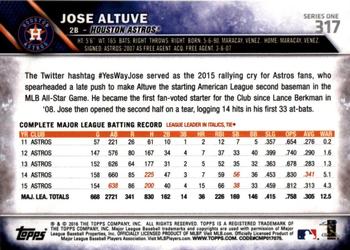 2016 Topps - Black & White Negatives #317 Jose Altuve Back