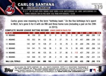 2016 Topps - Black & White Negatives #339 Carlos Santana Back