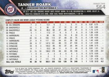 2016 Topps - Black & White Negatives #564 Tanner Roark Back