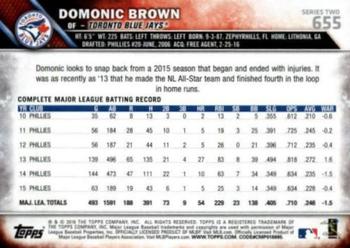 2016 Topps - Black & White Negatives #655 Domonic Brown Back