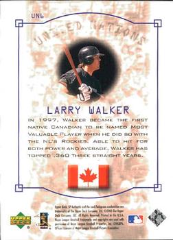 2000 SP Authentic - United Nations #UN6 Larry Walker  Back