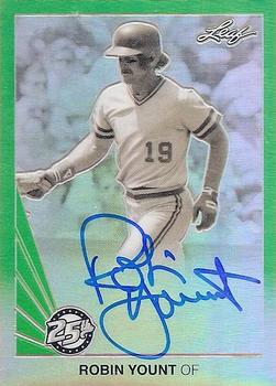 2015 Leaf 25th Baseball - 1990 Leaf 25th Metal Autograph Green #BA-RY1 Robin Yount Front