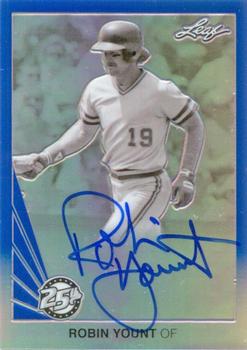 2015 Leaf 25th Baseball - 1990 Leaf 25th Metal Autograph Blue #BA-RY1 Robin Yount Front