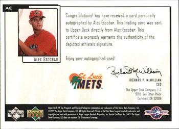 2000 SP Top Prospects - Chirography #AE Alex Escobar  Back