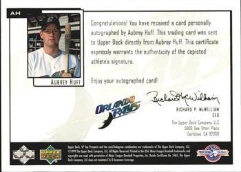 2000 SP Top Prospects - Chirography #AH Aubrey Huff  Back