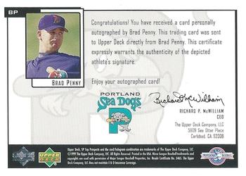 2000 SP Top Prospects - Chirography #BP Brad Penny  Back