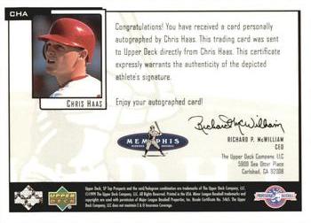 2000 SP Top Prospects - Chirography #CHA Chris Haas  Back