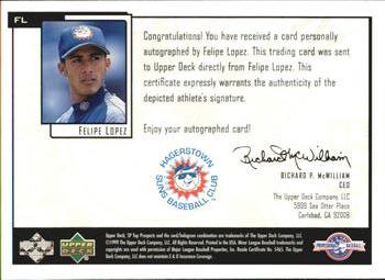 2000 SP Top Prospects - Chirography #FL Felipe Lopez  Back