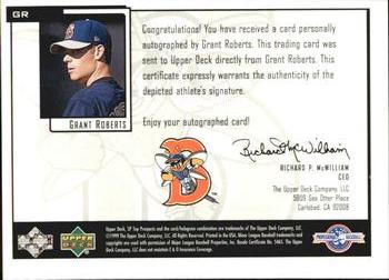 2000 SP Top Prospects - Chirography #GR Grant Roberts  Back