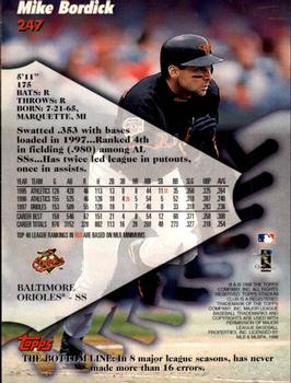 1998 Stadium Club #247 Mike Bordick Back