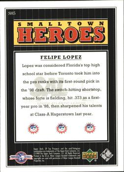 2000 SP Top Prospects - Small Town Heroes #SH5 Felipe Lopez  Back