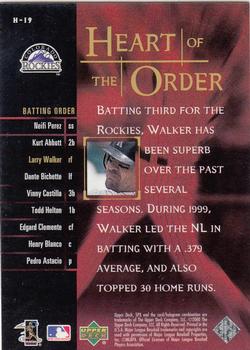 2000 SPx - Heart of the Order #H-19 Larry Walker  Back