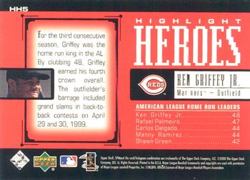 2000 SPx - Highlight Heroes #HH5 Ken Griffey Jr.  Back