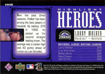 2000 SPx - Highlight Heroes #HH9 Larry Walker  Back