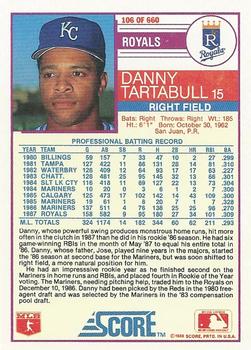 1988 Score #106 Danny Tartabull Back