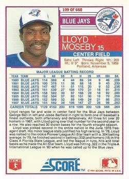1988 Score #109 Lloyd Moseby Back
