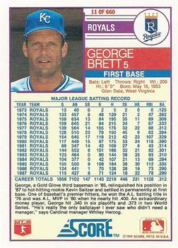 1988 Score #11 George Brett Back