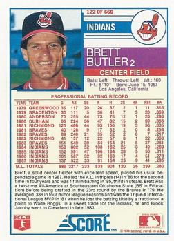 1988 Score #122 Brett Butler Back
