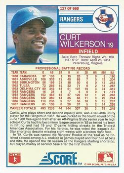 1988 Score #127 Curt Wilkerson Back