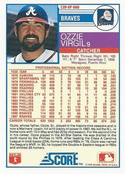 1988 Score #129 Ozzie Virgil Back