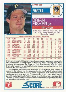 1988 Score #130 Brian Fisher Back