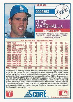 1988 Score #135 Mike Marshall Back