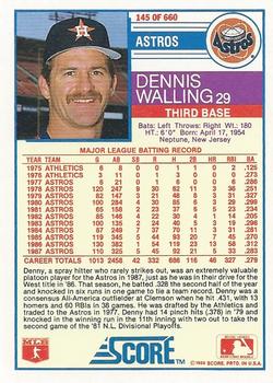 1988 Score #145 Dennis Walling Back