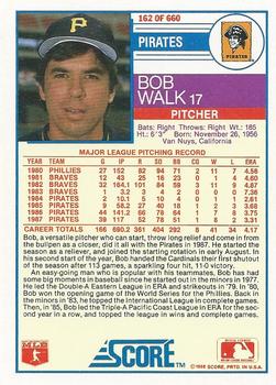 1988 Score #162 Bob Walk Back