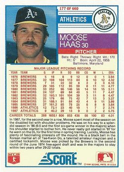 1988 Score #177 Moose Haas Back