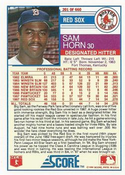 1988 Score #201 Sam Horn Back